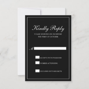 Traditionelle klassische formale Elegante Schwarze RSVP Karte