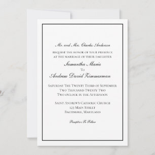 Traditionelle klassische formelle elegante Hochzei Einladung