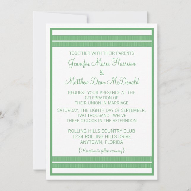 Traditionelle klassische Streifen für Hochzeiten Einladung (Vorderseite)