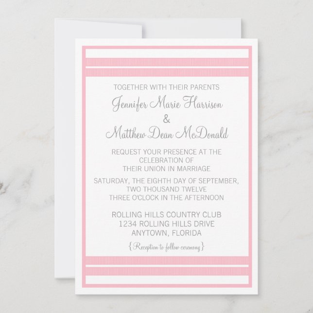 Traditionelle klassische Streifen für Hochzeiten Einladung (Vorderseite)