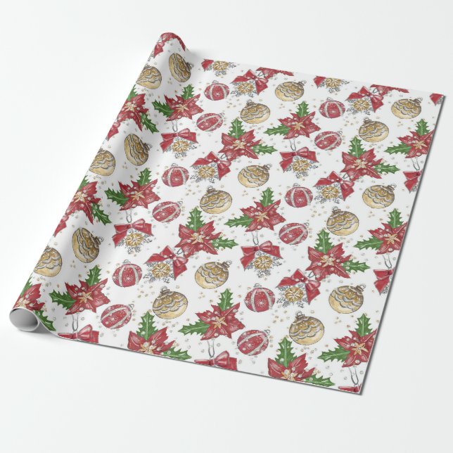 Traditionelle/klassische Weihnachtsschmuck Geschenkpapier (Ungerollt)