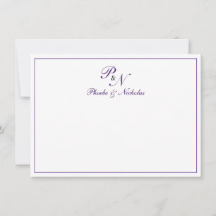 Traditionelle Königliche Lila Monogram-Feierliche Dankeskarte