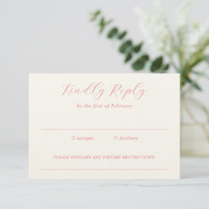 Traditionelle Korallenrosa Elegante Hochzeit RSVP Karte