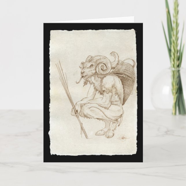Traditionelle Krampusgrüßkarte Feiertagskarte (Vorderseite)
