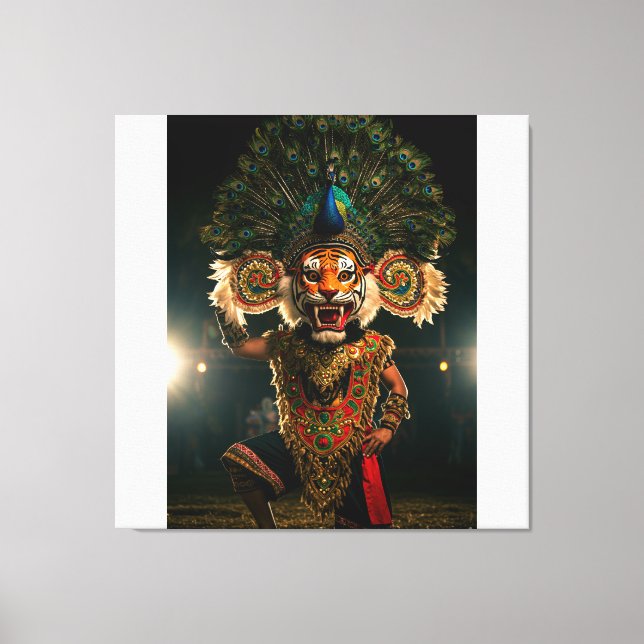 "Traditionelle Kulturmaskenmauer - Exotisches Ethn Leinwanddruck (Vorderseite)