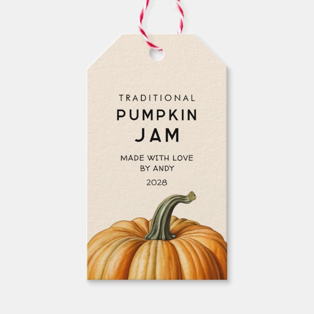 Traditionelle Kürbismarmelade Jar Labels Geschenkanhänger (Vorderseite)