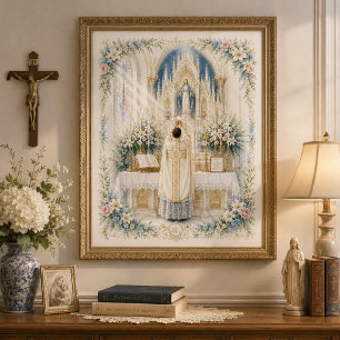 Traditionelle lateinische Messe Erste Messe Aquare Poster