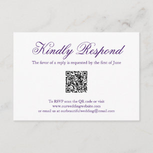 Traditionelle Lila formale QR-Code Elegante Hochze RSVP Karte