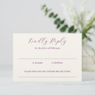 Traditionelle Lila Hochzeit RSVP Karte