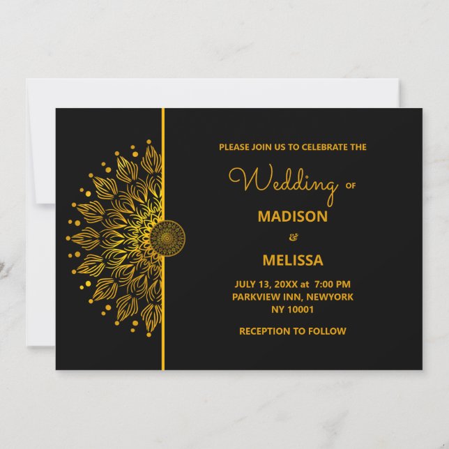 Traditionelle mandala klassische elegante Luxushoc Einladung (Rückseite)