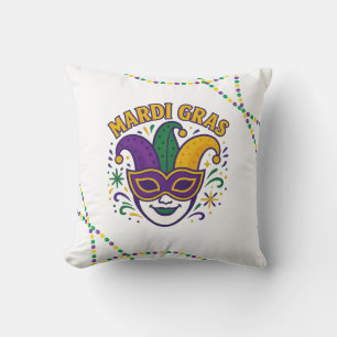 Traditionelle Maske in Mardi-Gras-Farben Kissen