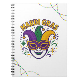 Traditionelle Maske in Mardi-Gras-Farben Notizblock