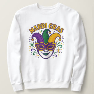 Traditionelle Maske in Mardi-Gras-Farben Sweatshirt