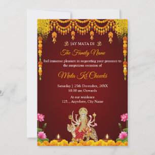 Traditionelle Mata Ki Chowki Einladungskarte