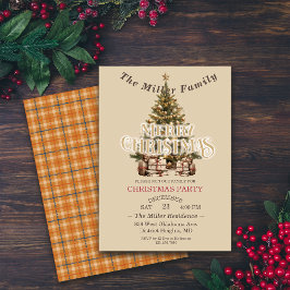 Traditionelle Merry Christmas Antique Gold Custom Einladung