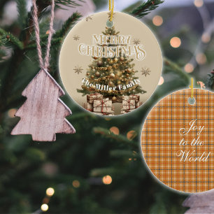 Traditionelle Merry Christmas Antique Gold Custom Keramik Ornament