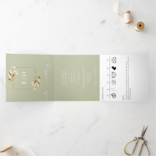 Traditionelle Moderne Klassik Earthy Wedding Dreifach Gefaltete Einladung
