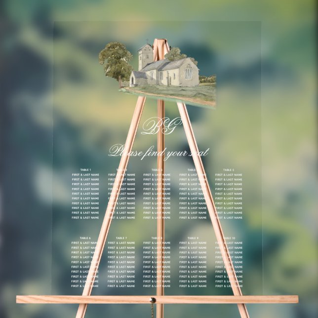 Traditionelle Mongram Hochzeitstabelle Acrylschild (Neutral)