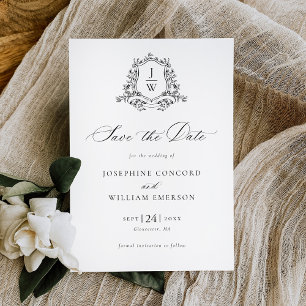 Traditionelle Monogram Wappen Floral Elegant Weddi Save The Date