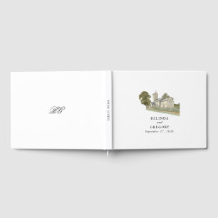 Traditionelle Monogramm-Hochzeit der Wasserfarbenk Gästebuch