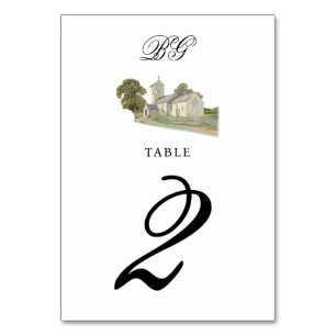 Traditionelle Monogramm-Hochzeit der Wasserfarbenk Tischnummer