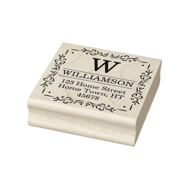 Traditionelle Monogramm-Quadrat-Rücksendeadresse Gummistempel (Stempel)