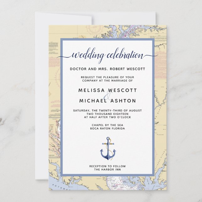 Traditionelle #Nautical Wedding| MIKE / Annapolis Einladung (Vorderseite)