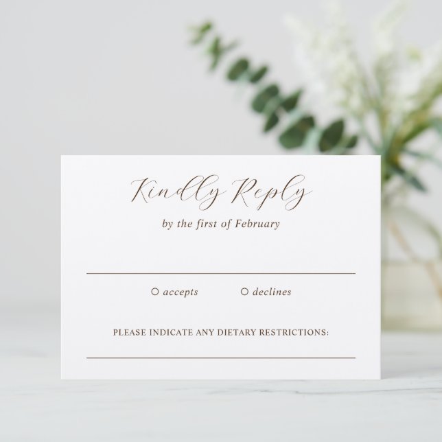 Traditionelle, neutrale Hochzeit der Erde RSVP Karte (Stehend Vorderseite)