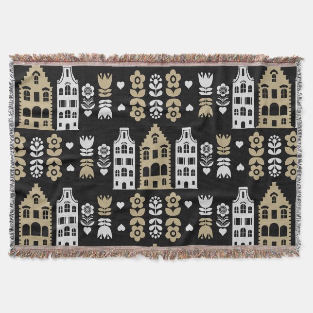 Traditionelle niederländische Folk Art Print Decke (Vorderseite)