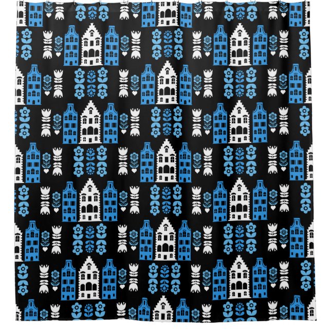 Traditionelle niederländische Folk Art Print Duschvorhang (Vorderseite)