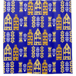 Traditionelle niederländische Folk Art Print Duschvorhang