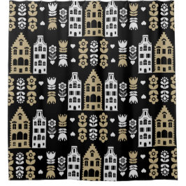 Traditionelle niederländische Folk Art Print Duschvorhang