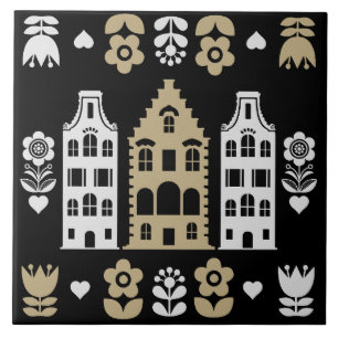 Traditionelle niederländische Folk Art Print Fliese