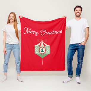 Traditionelle Ornamente Grün und Rot Weihnachten Fleecedecke