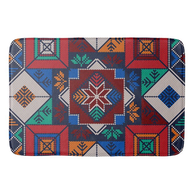 Traditionelle Palästina Stickerei täreez bunt Badematte (Vorderseite)