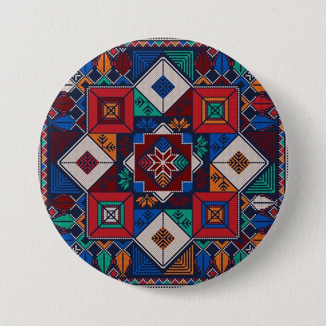 Traditionelle Palästina Stickerei täreez bunt Button (Vorderseite)