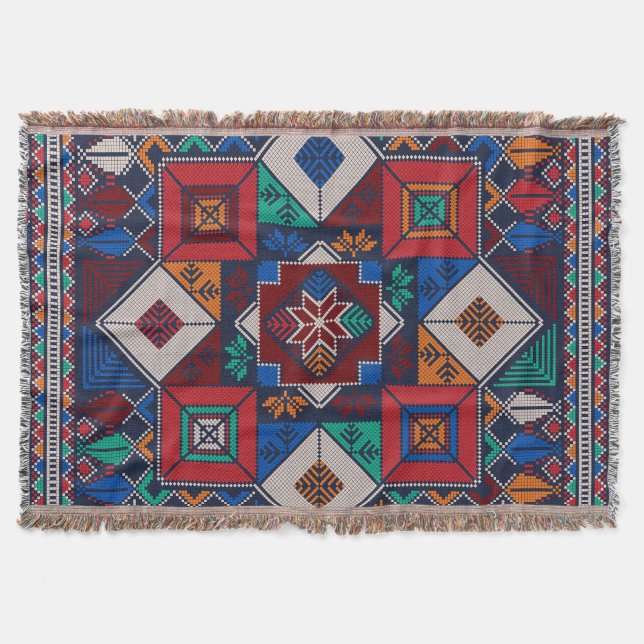 Traditionelle Palästina Stickerei täreez bunt Decke (Vorderseite)