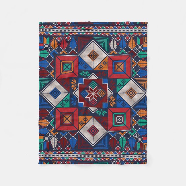 Traditionelle Palästina Stickerei täreez bunt Fleecedecke (Vorderseite)