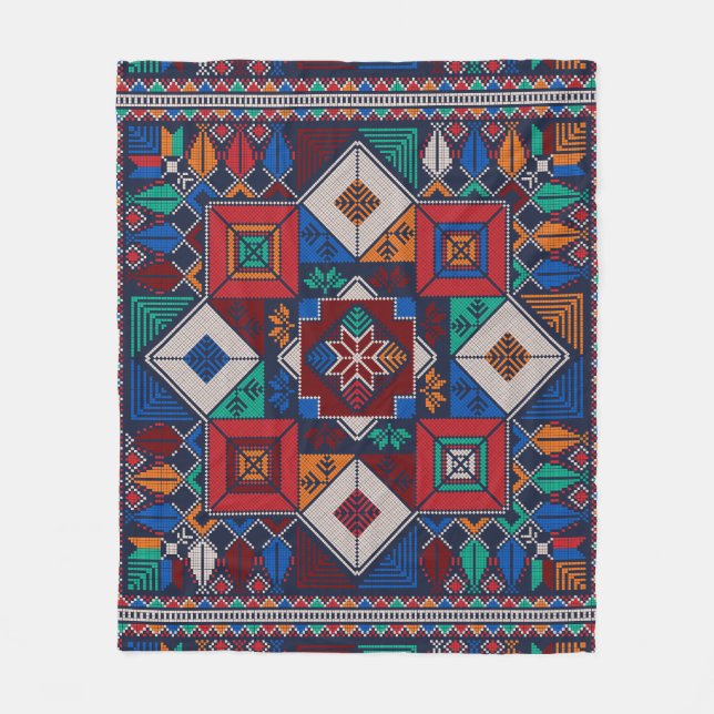 Traditionelle Palästina Stickerei täreez bunt Fleecedecke (Vorderseite)