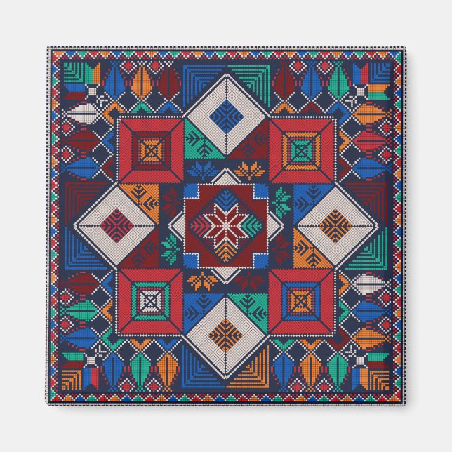 Traditionelle Palästina Stickerei täreez bunt Magnet (Vorne)