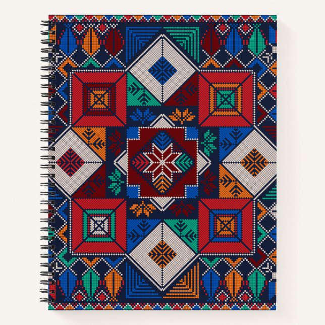 Traditionelle Palästina Stickerei täreez bunt Notizbuch (Vorderseite)