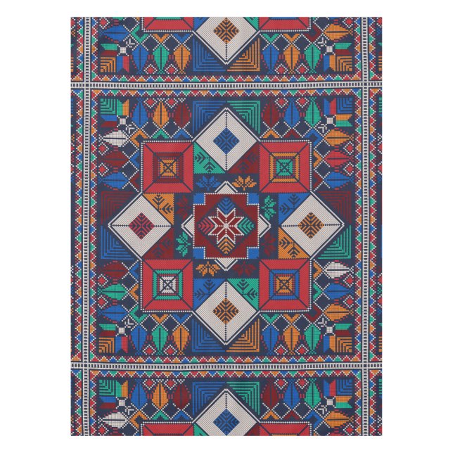 Traditionelle Palästina Stickerei täreez bunt Tischdecke (Vorderseite)