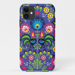 Traditionelle polnische Blumenstickerei mit Hähne Case-Mate iPhone Hülle