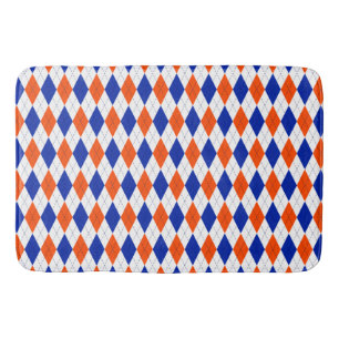 Traditionelle Preppy-Raute in Orange und Blau Badematte