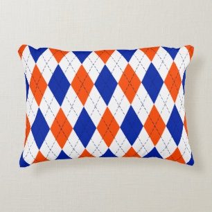 Traditionelle Preppy-Raute in Orange und Blau Dekokissen