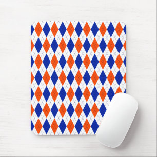 Traditionelle Preppy-Raute in Orange und Blau Mousepad