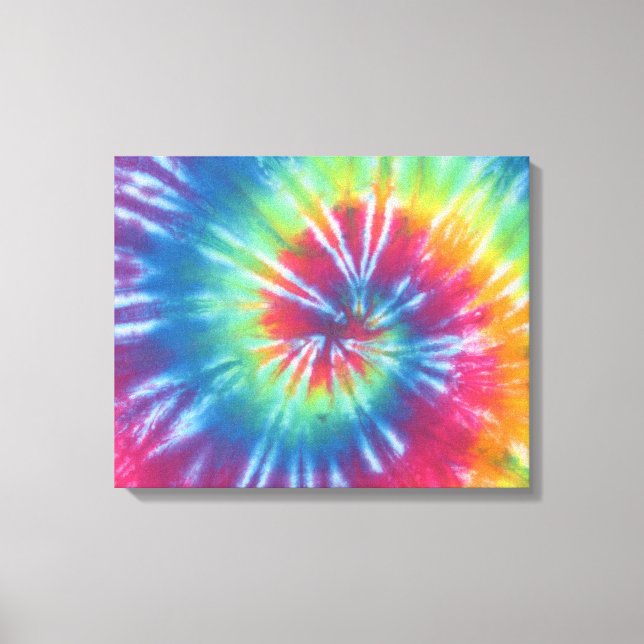 Traditionelle Rainbow Swirl Gefärbte Krawatte Wrap Leinwanddruck (Vorderseite)