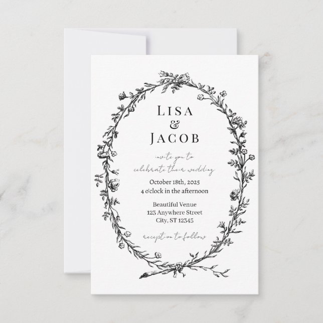 Traditionelle Reben feierliche Hochzeitseinladung Einladung (Vorderseite)