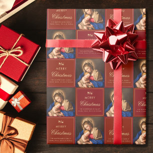 Traditionelle religiöse Madonna und Kind katholisc Geschenkpapier