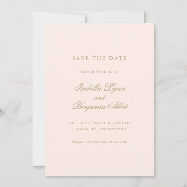 Traditionelle Rosa-Hochzeit Save The Date (Vorderseite)